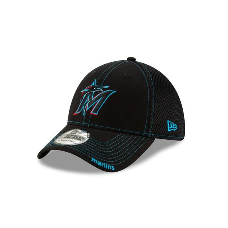 MLB Miami Marlins 2019 Neo 39Thirty Stretch Fit (EZG0106) - Black New Era Caps